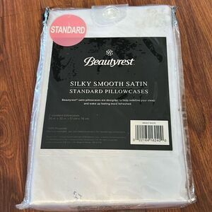 2 New Beautyrest white satin 20 x 30 pillowcases set of two